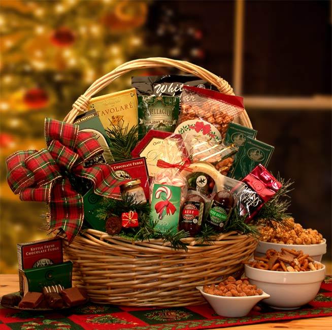  HAPPY HOLIDAYS Gift Basket, Chocolate Covered Pretzel Gift [4  Flavors] Gourmet Holiday Gift