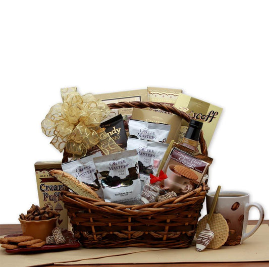 Gourmet gift basket, gourmet foods basket, gourmet coffee basket