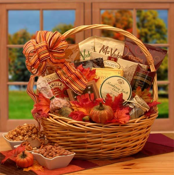 fall gift basket, thanksgiving gift basket, fall snack basket