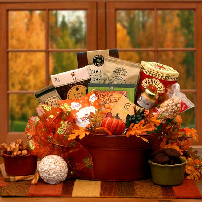 fall gift basket, thanksgiving gift basket, fall snack basket