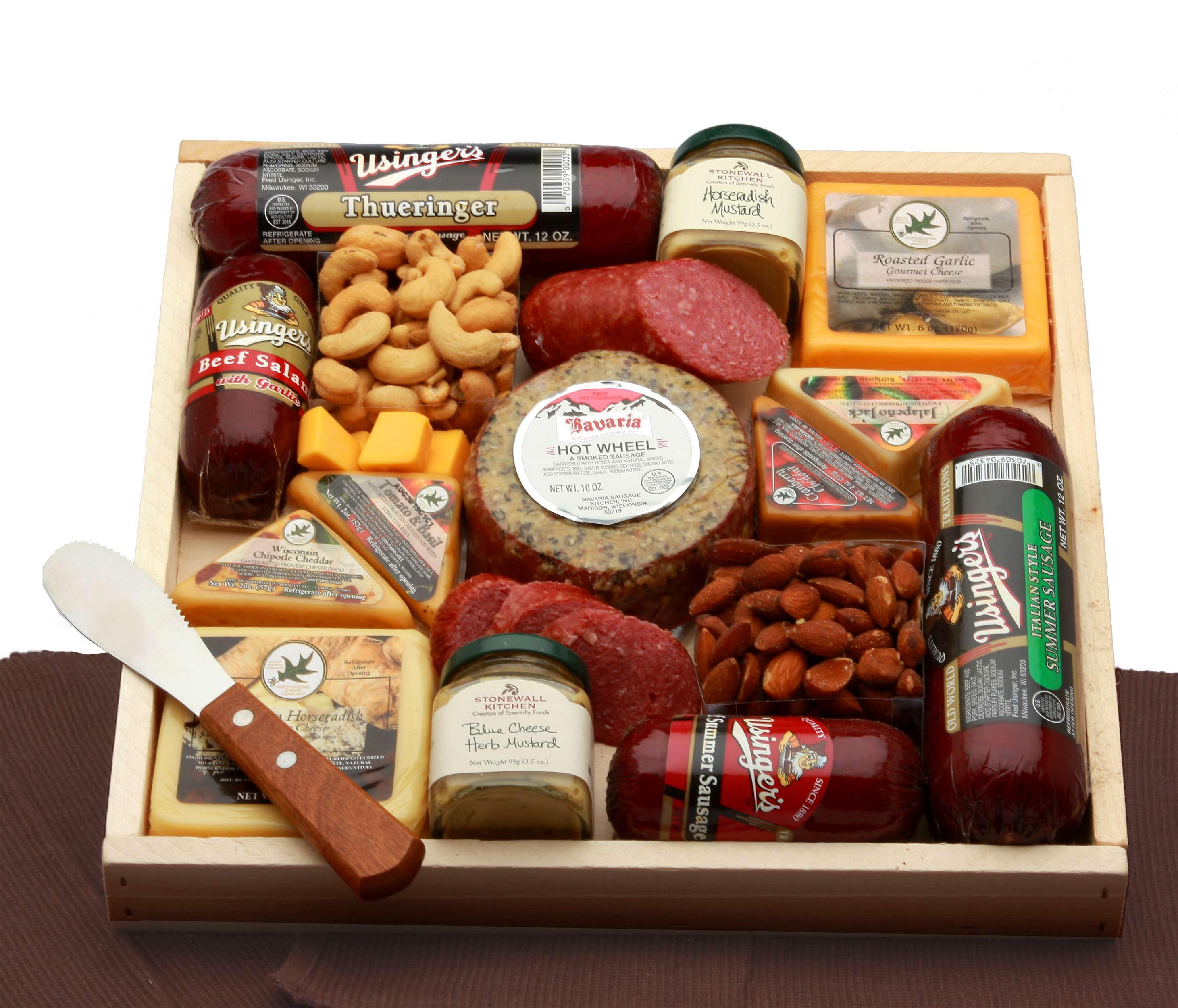 meat and cheese board, meat and cheese gift, sausage and cheese gift