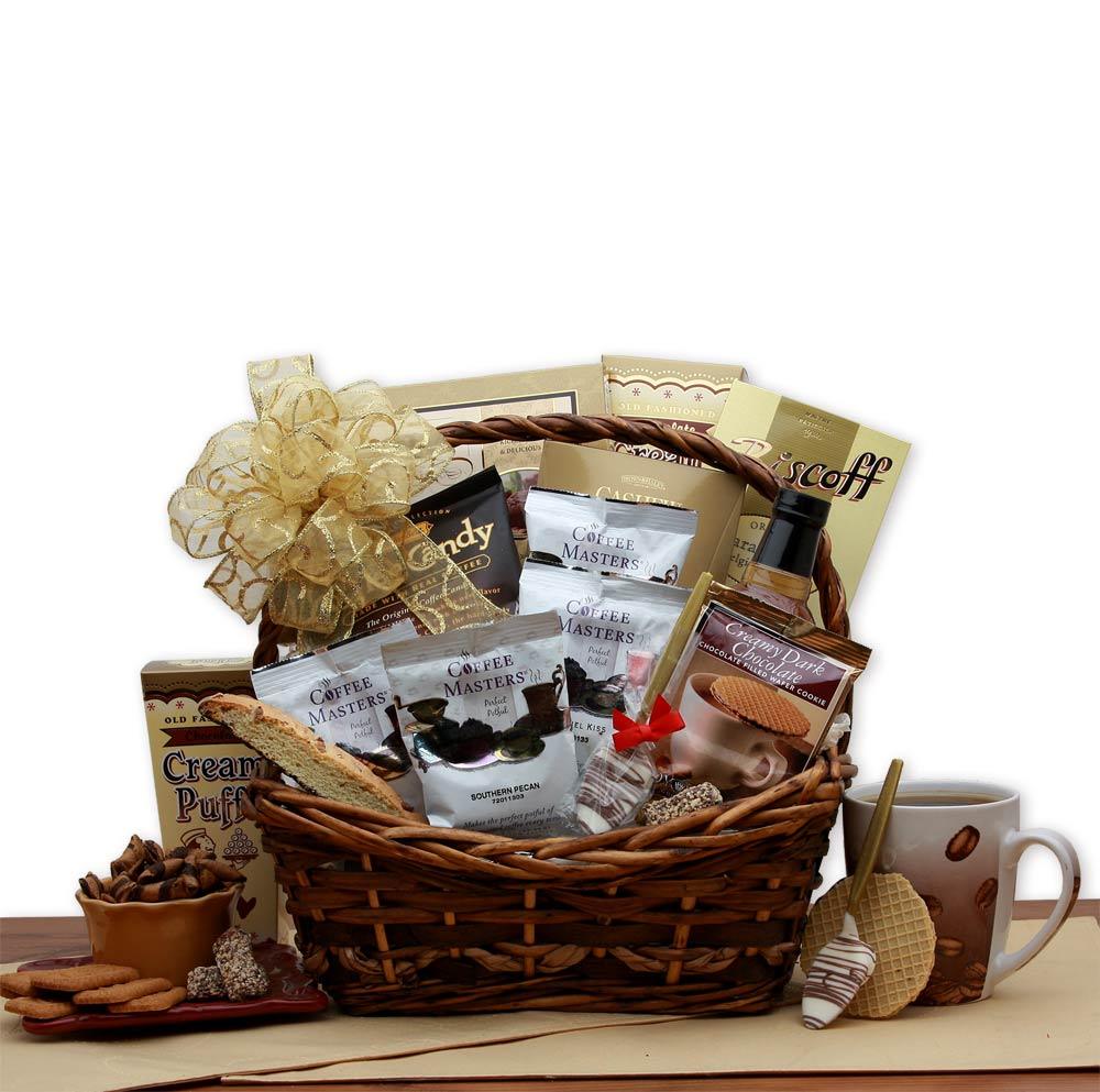 Gourmet gift basket, gourmet foods basket, gourmet coffee basket
