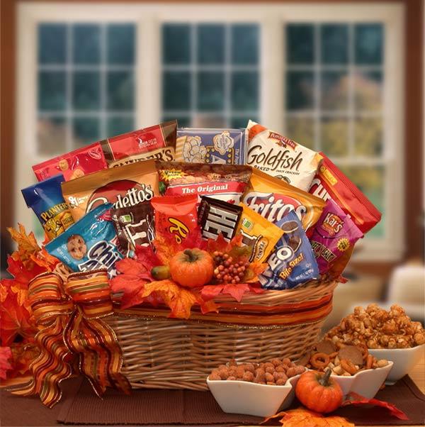 fall gift basket, thanksgiving gift basket, fall snack basket