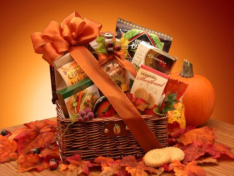 fall gift basket, thanksgiving gift basket, fall snack basket