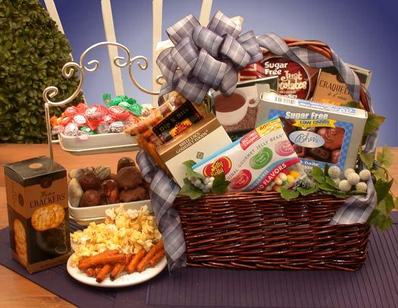 sugar free gift basket, gourmet gift basket, gourmet food basket, food basket, gourmet food gift