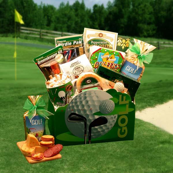 golf gift, golf gift basket, golf basket, sports gift basket, sport basket, sports gift, gift for him, gift for man, mans gift basket, men's gift basket